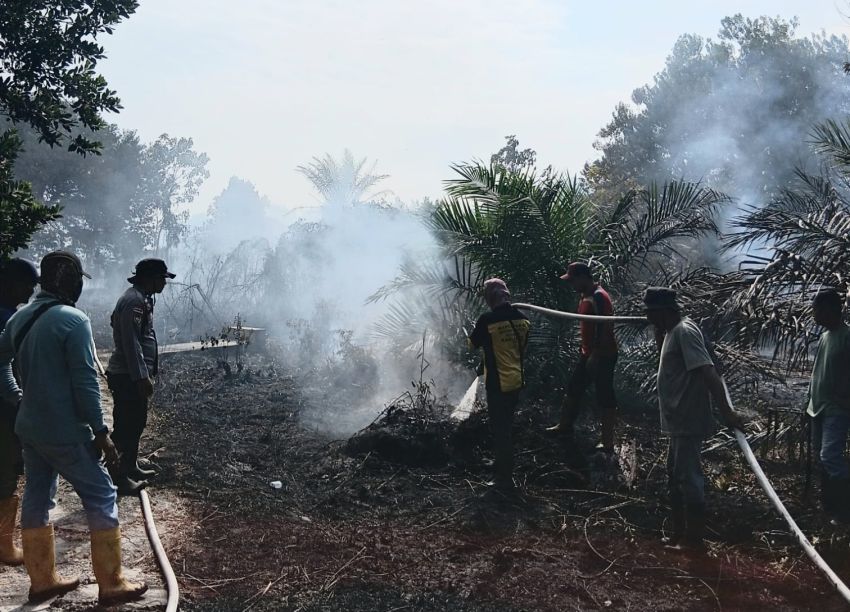 Lahan Gambut Bengkalis Kembali Terbakar, BPBD bersama TNI, Polri Bertukus Lumus Lakukan Pemadaman